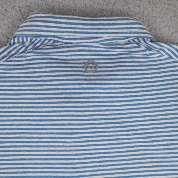 Tasc Polo Shirt Mens Large Gray Blue Stripe Organic Cotton Bamboo Casual Golf - Picture 6 of 12